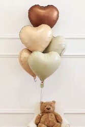 Beysüs 1 Yaş Retro Doğum Günü Balon Seti 5 Adet Kalp Balon - 3