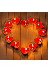 Beysüs 10 adet Kırmızı Kalpli Tealight Mum Sevgiliye Hediye Kalp Mum Evlilik Teklifi Yıldönümü - Beysüs