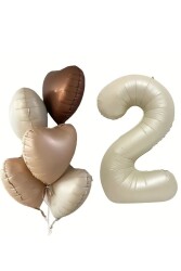 Beysüs 2 Yaş Retro Doğum Günü Balon Seti 5 Adet Kalp Balon - 2