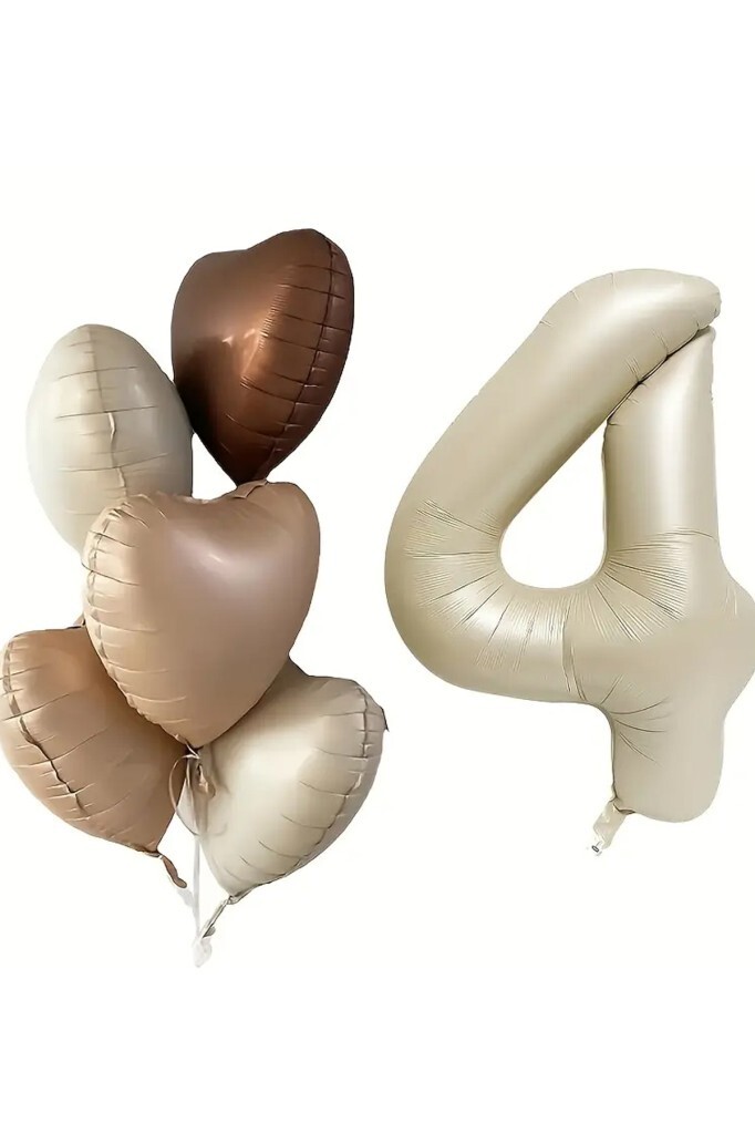 Beysüs 4 Yaş Retro Doğum Günü Balon Seti 5 Adet Kalp Balon - 2