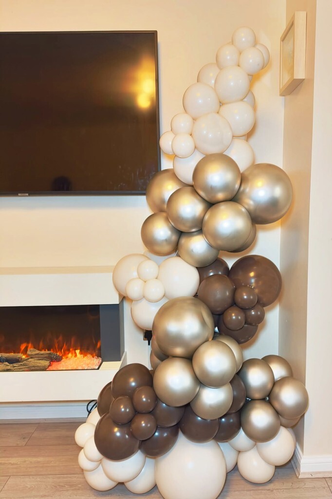 Beysüs 60'lı Balon Seti | Çikolata Kahve - Gold Krom - Krem | Zincir + Pompa - 1