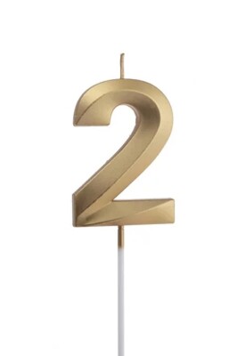 Beysüs Altın Rengi 2 Rakam Pasta Mumu - 1