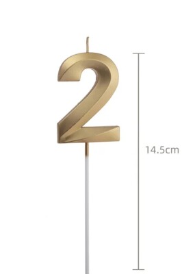 Beysüs Altın Rengi 2 Rakam Pasta Mumu - 2