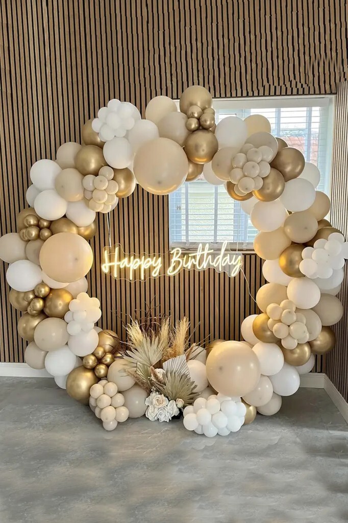 Beysüs Balon Zinciri Seti 67 Parça Soft Renkler Gold Krom Deniz Kumu Mat Beyaz Zincir ve Balon Bandı - Beysüs