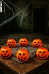 Beysüs Cadılar Bayramı Halloween Balkabağı Mini Şeker Kovası 6 Lı - Beysüs