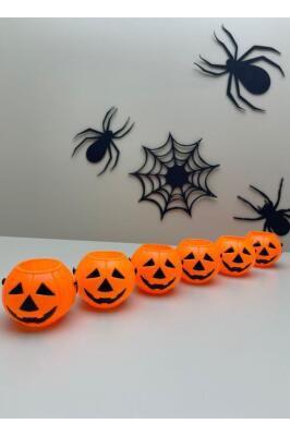 Beysüs Cadılar Bayramı Halloween Balkabağı Mini Şeker Kovası 6 Lı - 2