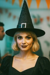 Beysüs Cadılar Bayramı Halloween Cadı Şapkası Kemerli - Beysüs