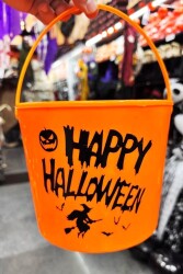 Beysüs Cadılar Bayramı Halloween Işıklı Gövdeli Şeker Kovası Balkabağı Turuncu - 4