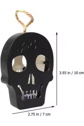 Beysüs Cadılar Bayramı Halloween Işıklı Kuru Kafa Masa Süsü Çift Taraflı Siyah Beyaz - 5