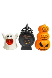 Beysüs Cadılar Bayramı Halloween Işıklı Masa Süsü 3'lü Set Hayalet Balkabağı Çerçeve - 2