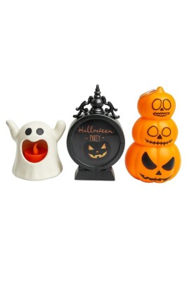 Beysüs Cadılar Bayramı Halloween Işıklı Masa Süsü 3'lü Set Hayalet Balkabağı Çerçeve - 2