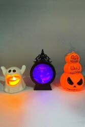 Beysüs Cadılar Bayramı Halloween Işıklı Masa Süsü 3'lü Set Hayalet Balkabağı Çerçeve - 3