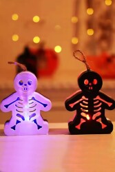 Beysüs Cadılar Bayramı Halloween Işıklı Masa Süsü İskelet Figür Siyah Beyaz - 3