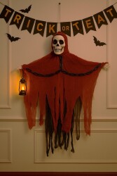 Beysüs Cadılar Bayramı Halloween Işıklı Sesli Kırmızı İskelet Tavan Süsü - 3
