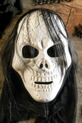 Beysüs Cadılar Bayramı Halloween Maske İskelet Kuru Kafa Tüllü Siyah Beyaz - Beysüs