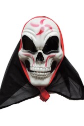 Beysüs Cadılar Bayramı Halloween Maske İskelet Tüllü Kırmızı Beyaz - 3