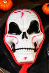 Beysüs Cadılar Bayramı Halloween Maske İskelet Tüllü Kırmızı Beyaz - Beysüs