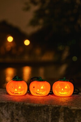 Beysüs Cadılar Bayramı Halloween Pilli Balkabağı Kolye 3 lü - 2
