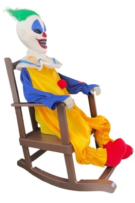 Beysüs Cadılar Bayramı Halloween Sallanan Sandalyeli Palyaço Dekor Figür Sesli Sensörlü 50 cm - 1