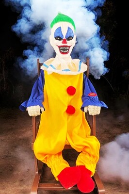 Beysüs Cadılar Bayramı Halloween Sallanan Sandalyeli Palyaço Dekor Figür Sesli Sensörlü 50 cm - 3