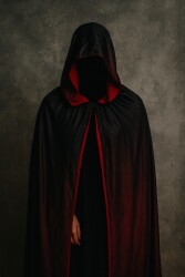 Beysüs Cadılar Bayramı Halloween Şapkalı Pelerin Siyah Kırmızı 130 cm - 3