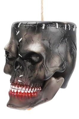 Beysüs Cadılar Bayramı Halloween Sensörlü Kuru Kafa Hareketli Sesli Siyah - 1