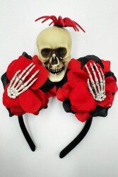 Beysüs Cadılar Bayramı Halloween Tac Gül Elli Örümcekli İskelet - 3