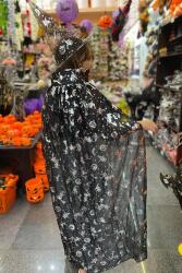 Beysüs Cadılar Bayramı Halloween Yetişkin Pelerin Şapka Set Gümüş - Beysüs
