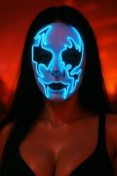 Beysüs Cadılar Bayramı Maske Halloween Neon Inferno Işıklı Mavi - Beysüs