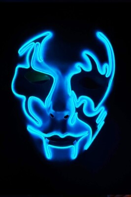 Beysüs Cadılar Bayramı Maske Halloween Neon Inferno Işıklı Mavi - 2