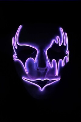 Beysüs Cadılar Bayramı Maske Halloween Neon Inferno Işıklı Mor - 2