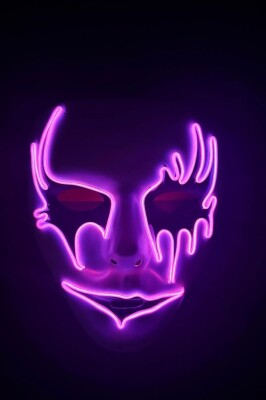 Beysüs Cadılar Bayramı Maske Halloween Neon Inferno Işıklı Pembe - 3