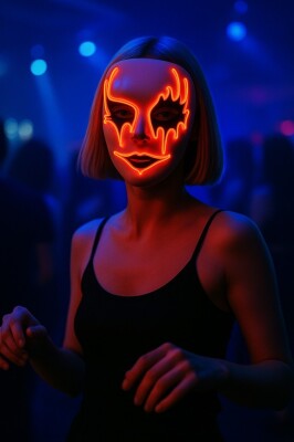 Beysüs Cadılar Bayramı Maske Halloween Neon Inferno Işıklı Turuncu - 3