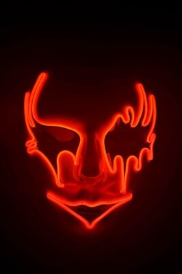 Beysüs Cadılar Bayramı Maske Halloween Neon Inferno Işıklı Turuncu - 4