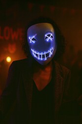 Beysüs Cadılar Bayramı Maske Halloween Neon Specter Işıklı Lila - Beysüs