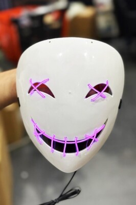 Beysüs Cadılar Bayramı Maske Halloween Neon Specter Işıklı Lila - 2