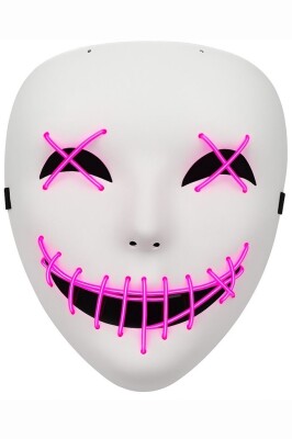 Beysüs Cadılar Bayramı Maske Halloween Neon Specter Işıklı Lila - 4