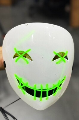 Beysüs Cadılar Bayramı Maske Halloween Neon Specter Işıklı Yeşil - 2