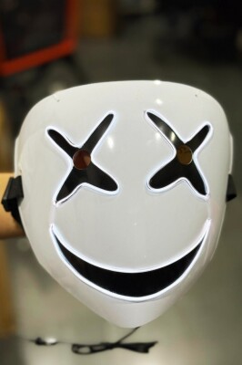 Beysüs Cadılar Bayramı Maske Halloween Neon X-Grin Işıklı Beyaz - 2