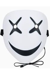 Beysüs Cadılar Bayramı Maske Halloween Neon X-Grin Işıklı Beyaz - 4