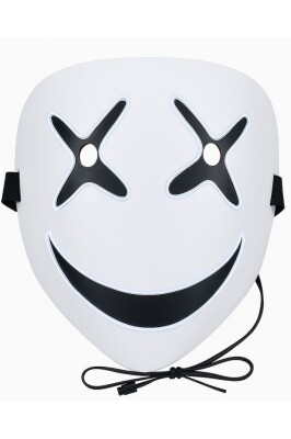 Beysüs Cadılar Bayramı Maske Halloween Neon X-Grin Işıklı Beyaz - 4