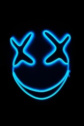 Beysüs Cadılar Bayramı Maske Halloween Neon X-Grin Işıklı Mavi - 2