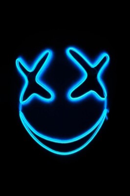 Beysüs Cadılar Bayramı Maske Halloween Neon X-Grin Işıklı Mavi - 2