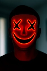 Beysüs Cadılar Bayramı Maske Halloween Neon X-Grin Işıklı Turuncu - Beysüs