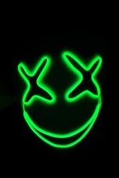 Beysüs Cadılar Bayramı Maske Halloween Neon X-Grin Işıklı Yeşil - 2