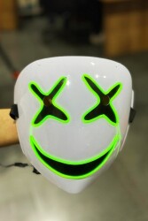 Beysüs Cadılar Bayramı Maske Halloween Neon X-Grin Işıklı Yeşil - 3