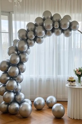 Beysüs Gümüş Krom Balon 7 adet 12inç - 5