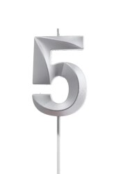 Beysüs Gümüş Rengi 5 Rakam Pasta Mumu - Beysüs