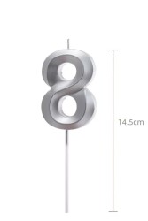 Beysüs Gümüş Rengi 8 Rakam Pasta Mumu - 2
