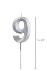 Beysüs Gümüş Rengi 9 Rakam Pasta Mumu - 2